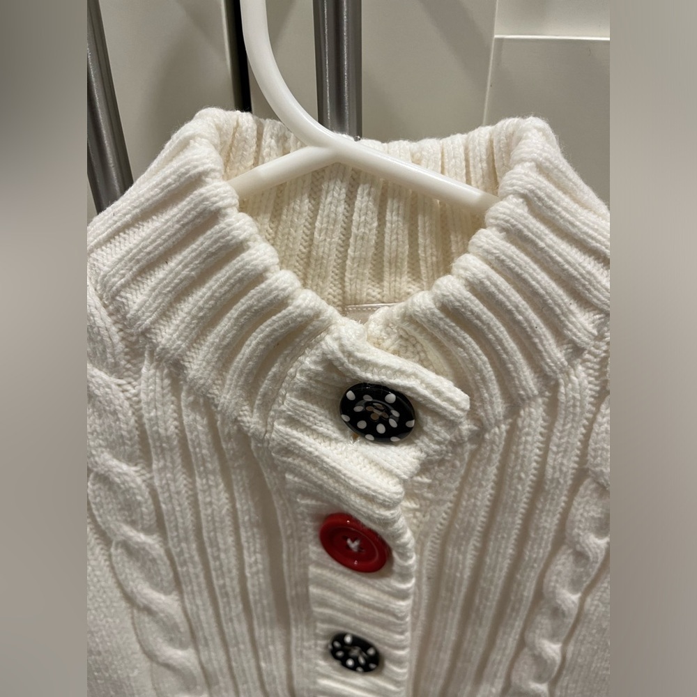 Gymboree size XS (3-4) winter white cardigan with colored buttons - Picture 4 of 6